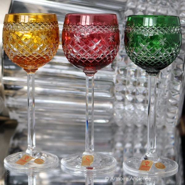 3x Crystal CORDIAL Glasses with Overlay - NACHTMANN