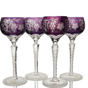 4x Bicchieri da vino AJKA in viola - Cristallo colorato - Motivo Marsala