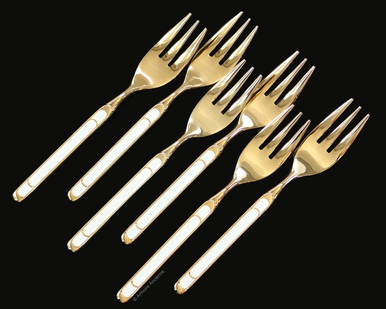 6x HANSEAT Cake Forks 24K Goldplated Design by August Etsy