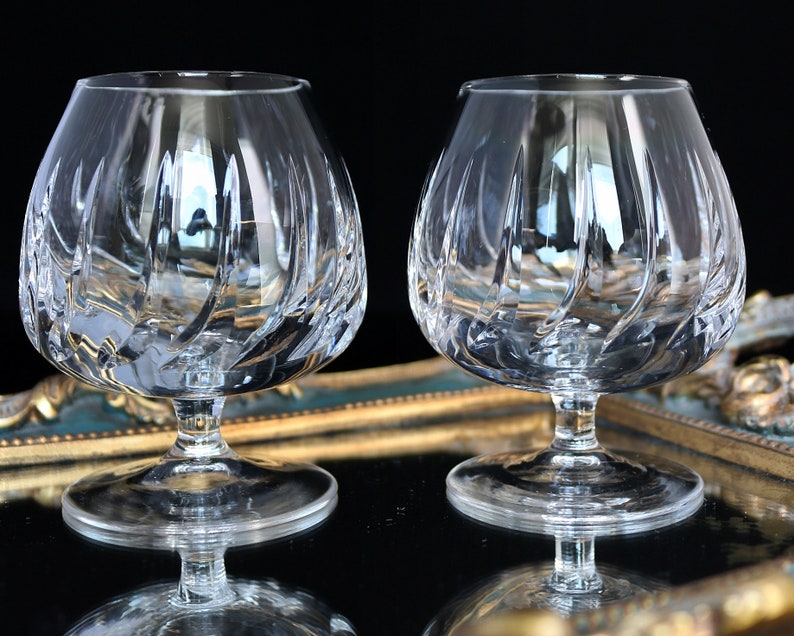 2x Small Crystal COGNAC Glasses Brandy Rum Snifters Etsy