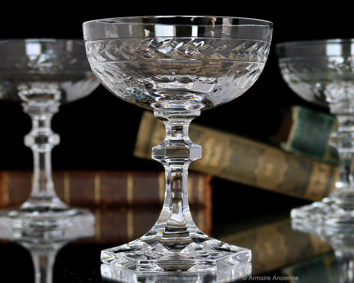 Vintage CRYSTAL Cocktail Glasses, Set of 6, Vintage Crystal Champagne  Coupes, Rectangle Foot - Square Stem Coupe, Craft Cocktail Glasses