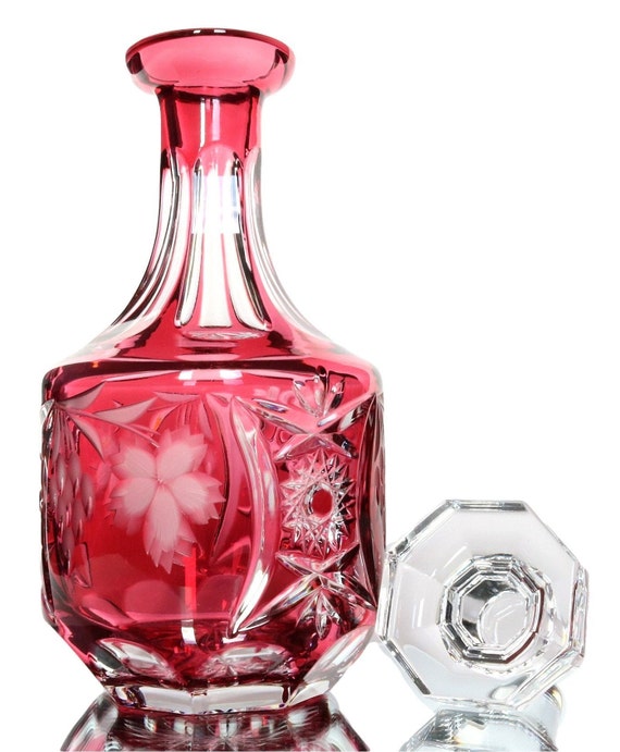 Crystal DECANTER with Cranberry Overlay NACHTMANN Traube - Etsy 日本