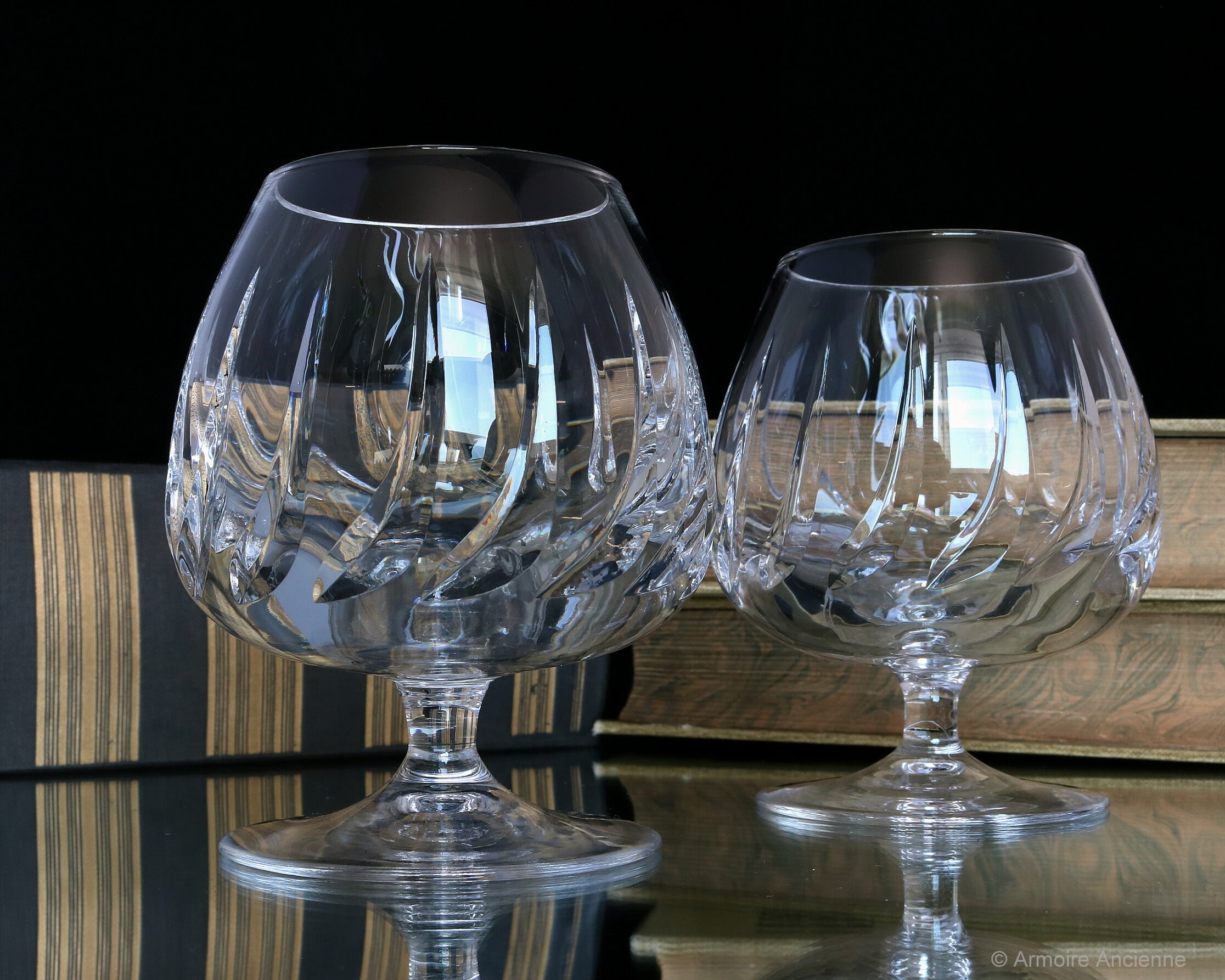 2x Small Crystal COGNAC Glasses Brandy Rum Snifters Etsy