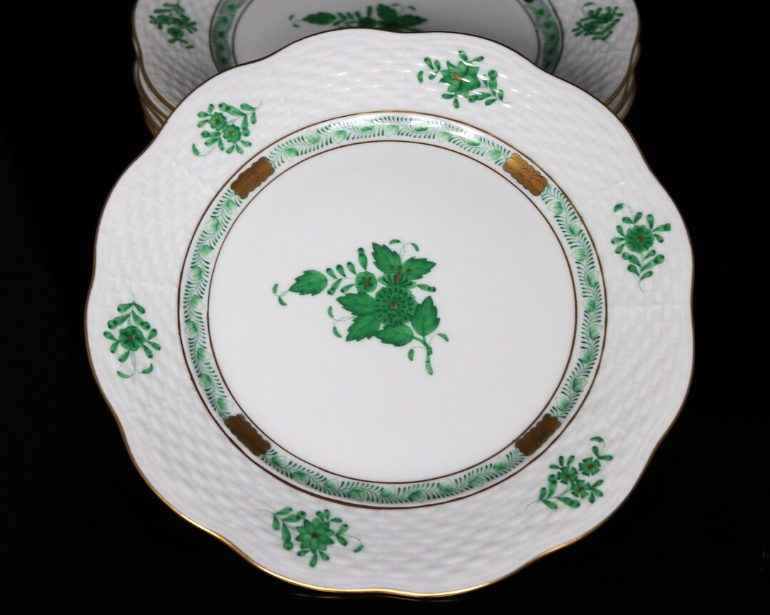 6x HEREND Porcelain Plates Ø 19 Cm Apponyi Chinese Bouquet Pattern in