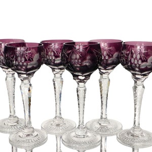 Purple Crystal CORDIAL Glasses - AJKA Marsala | Set of 6