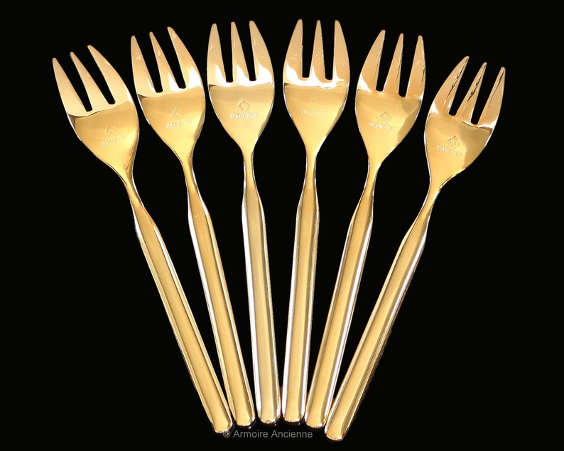 6x HANSEAT Cake Forks 24K Goldplated Design by August Etsy