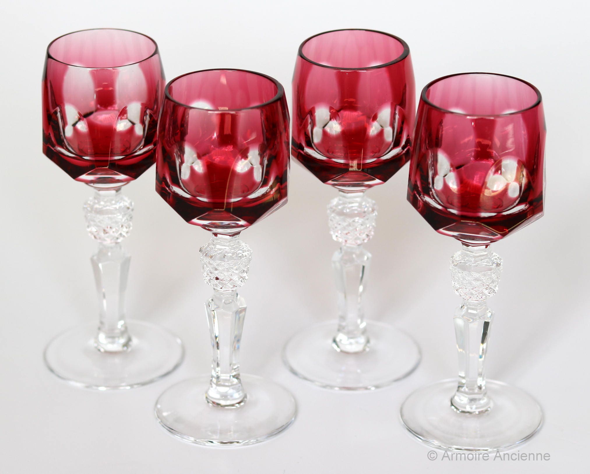 Ruby Red Crystal Liquor Glasses Cordial Glasses Set of 4 / | Etsy