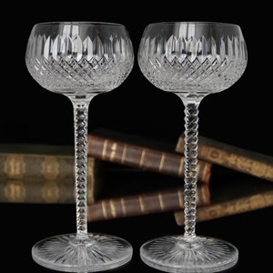 2x Val St Lambert Crystal Wine Glasses - Boris Pattern, 1930s