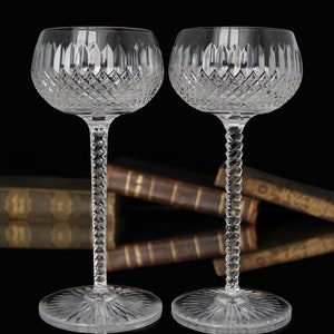 2x VAL SAINT LAMBERT Crystal Wine Glasses - Boris Pattern, 1930s