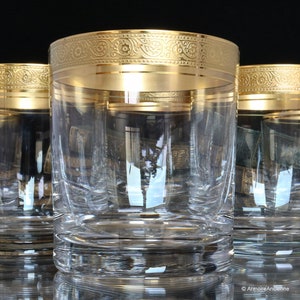 2x kristallen WHISKY-glazen met gouden rand - THERESIENTHAL
