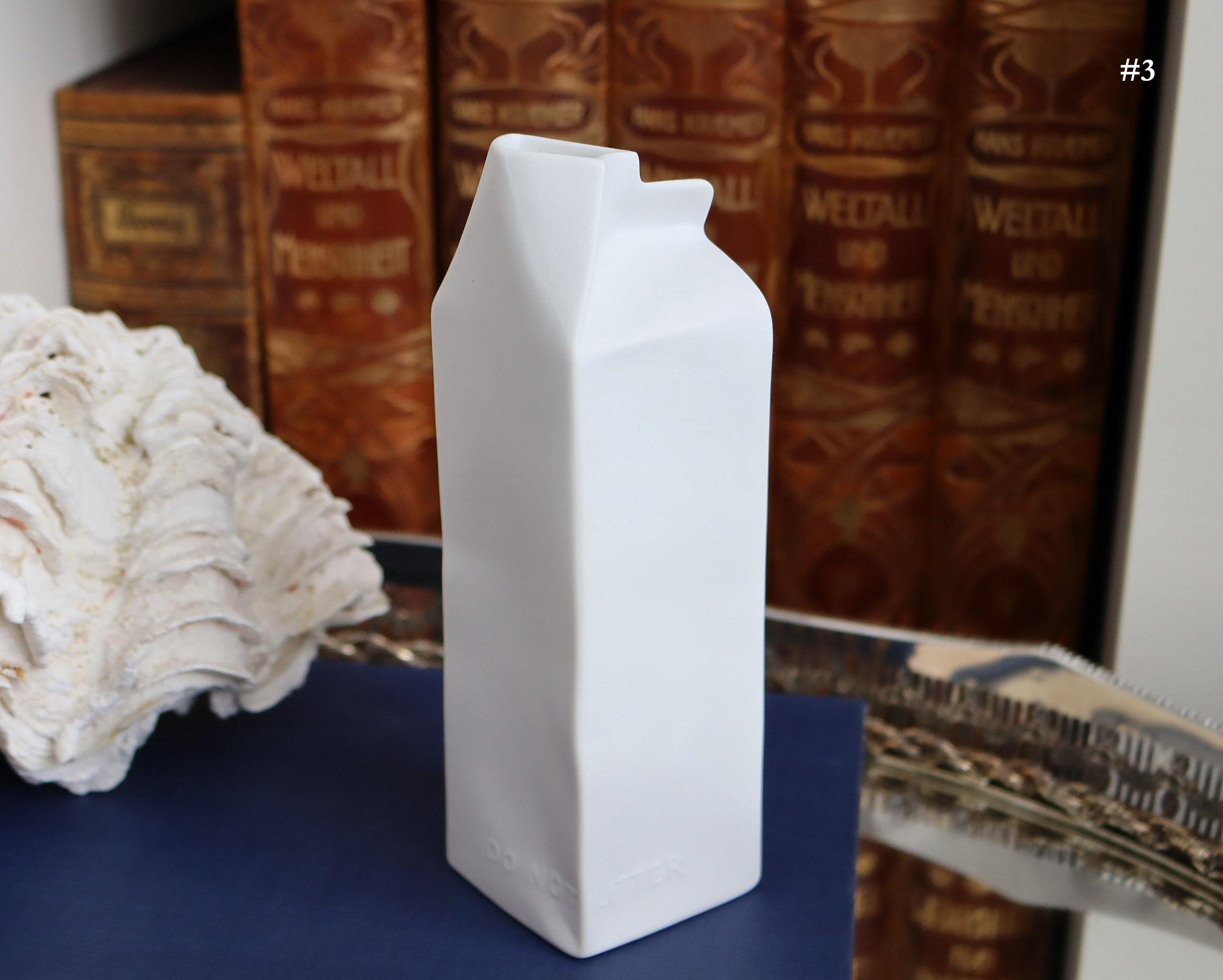 1x Bisque Porcelain Vase in Milk Carton Design - ROSENTHAL Do Not