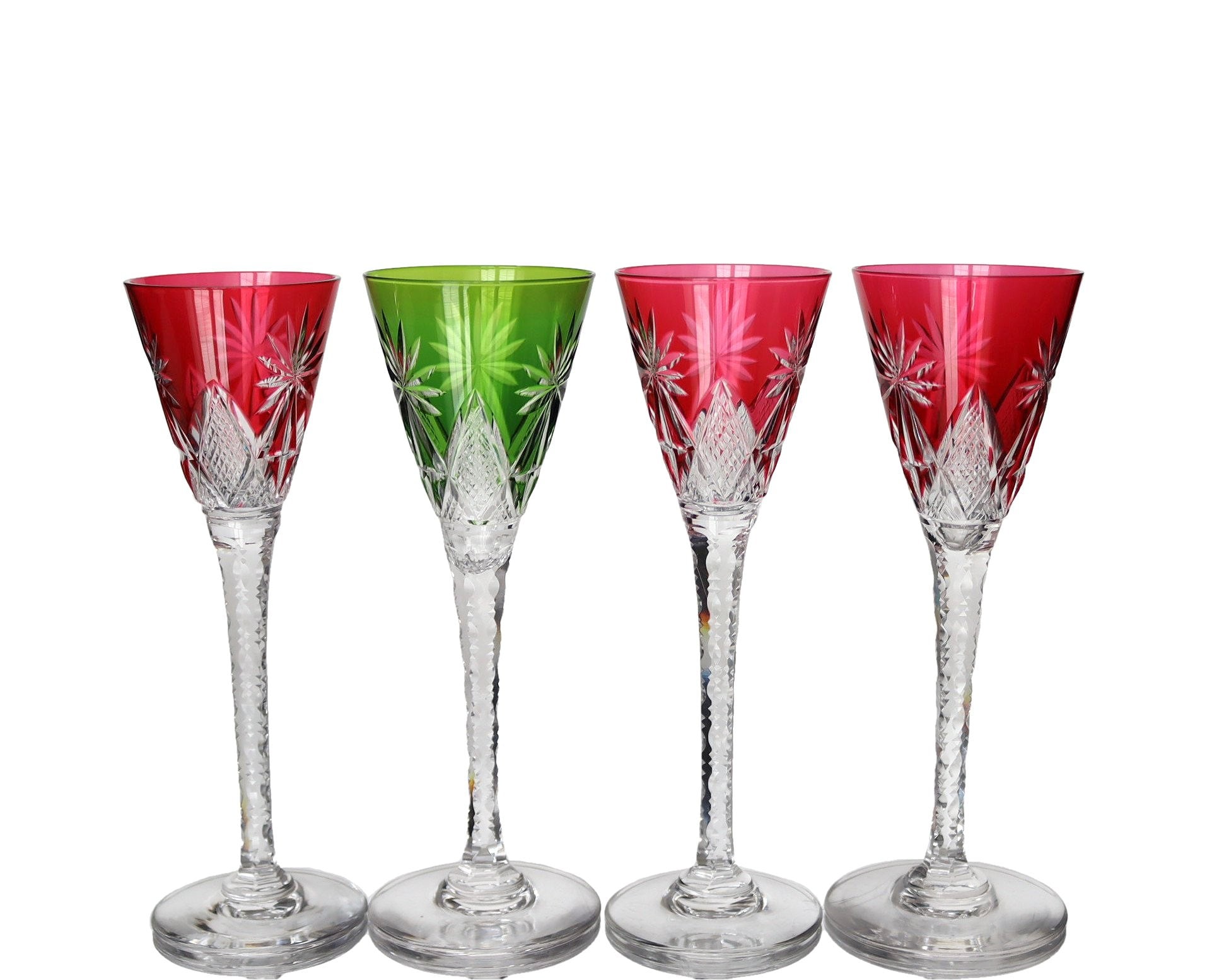 SAINT LOUIS Cordial Glasses - Colored Crystal - Nelly Pattern