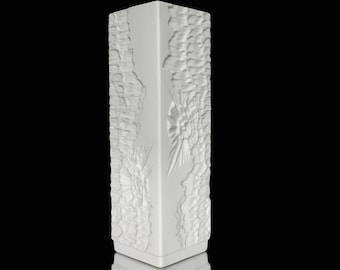 Jarrón de porcelana blanca bizcochada con decoración texturizada - AK KAISER