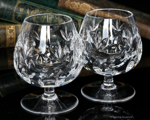 Set of 2 Hand Made Vintage Crystal Glasses, Brandy & Cognac Snifter,  Old-Fashioned Glassware 