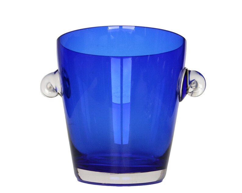 Small Glass Ice Bucket Ice Holder Cobalt Blue