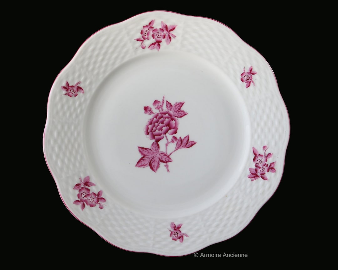 4x HEREND Porcelain Plates Ø 185 Cm in Raspberry Etsy