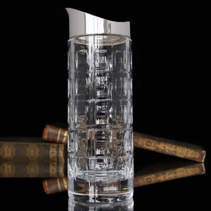 クリスタル カクテル ピッチャー - 925 スターリング シルバーの台座付きミキシング グラス - WILHELM BINDER、1920 年代