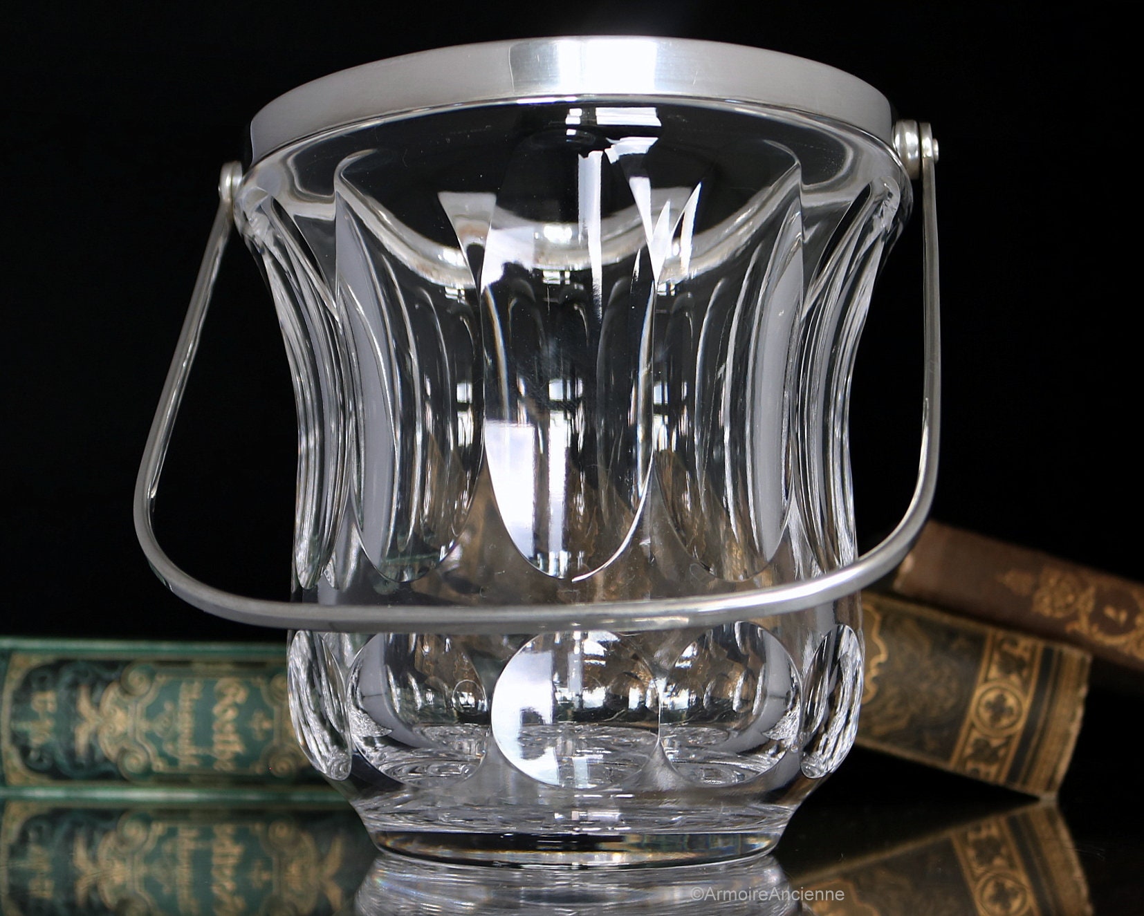 925 スターリングシルバーの台座付きクリスタルアイスバケツ - OTTO