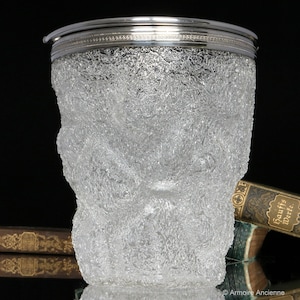 Crystal Ice Bucket with Silver Plated Mounting