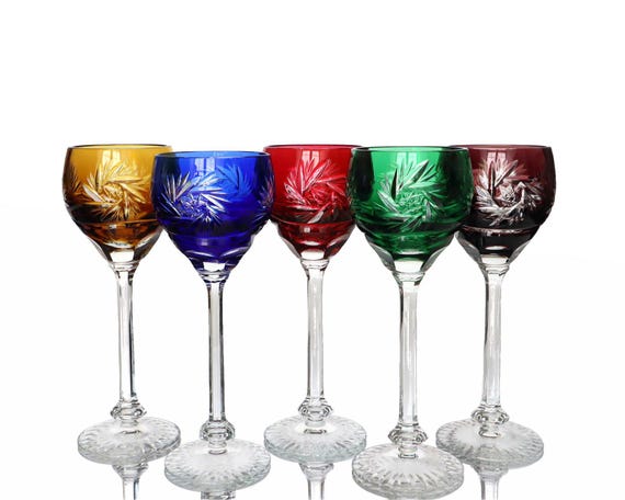 カラークリスタルCORDIALグラス5個 - Etsy 日本