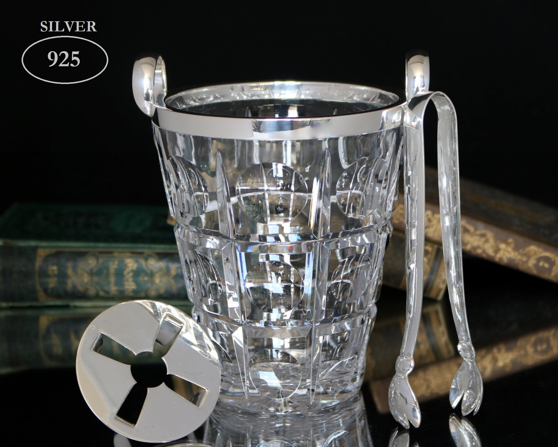 Crystal ICE BUCKET with 925 Sterling Silver Mounting & Ice Etsy