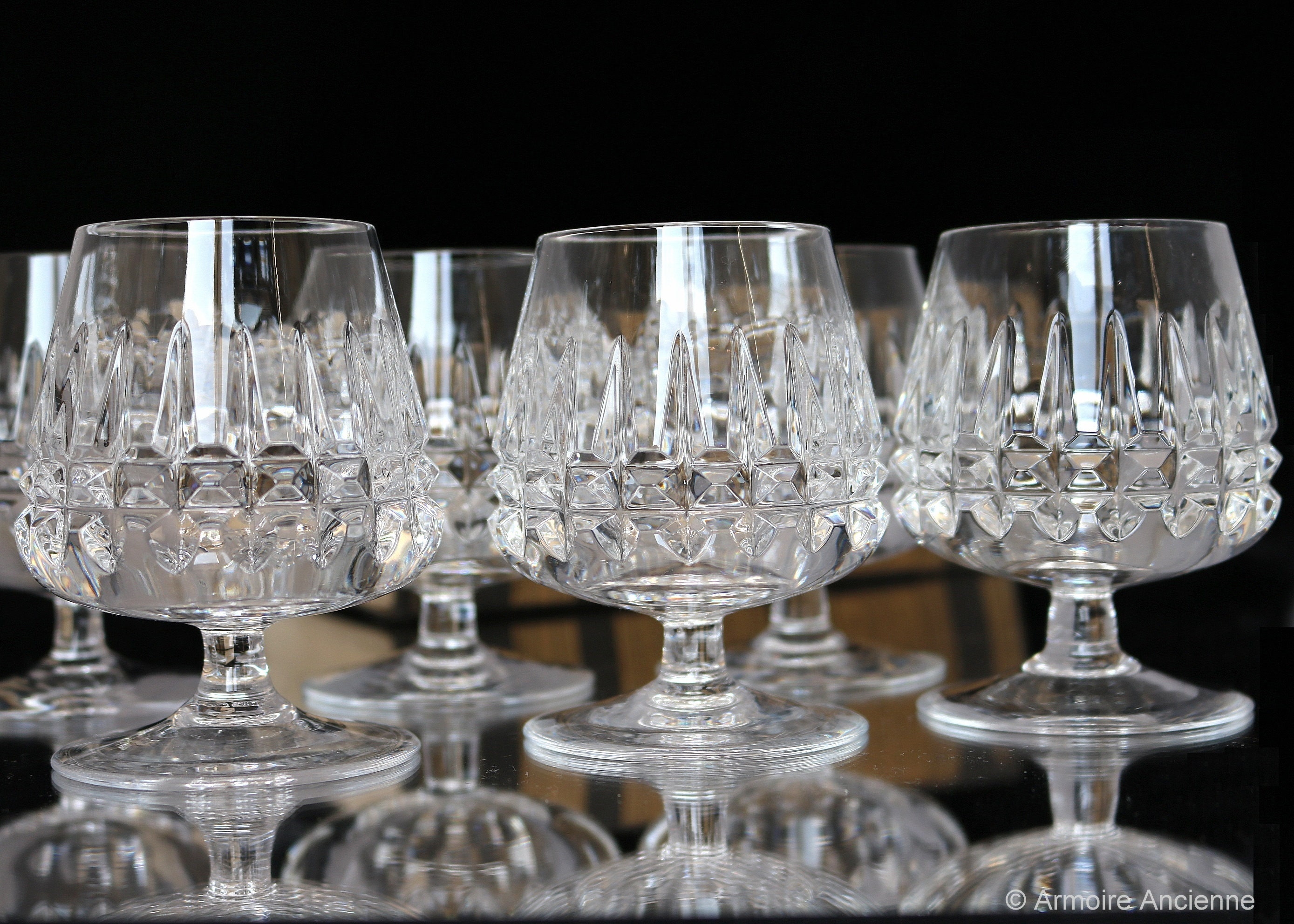 Set of 2 Crystal Cognac Glasses Heavy Cut Decor Cut Brandy Etsy