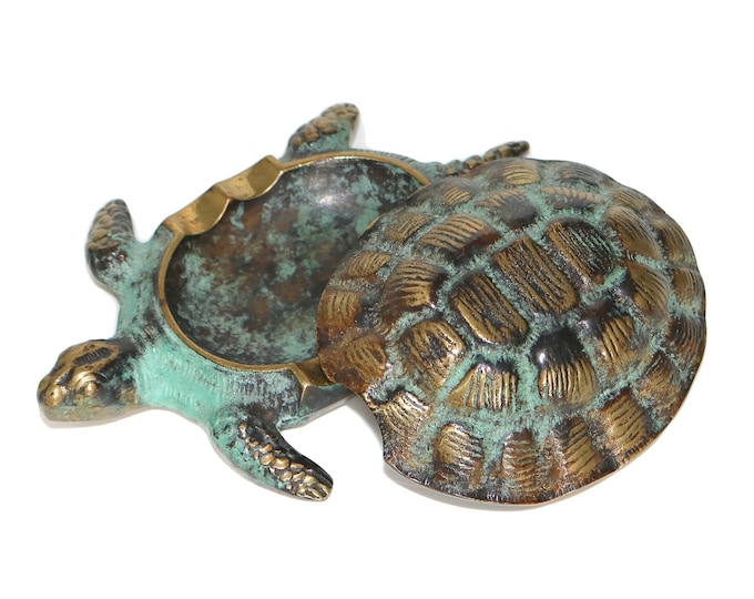 Brass Double Ashtray in Turtle Design Verdigris Finish - Etsy