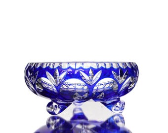 Small Blue Footed Crystal Bowl