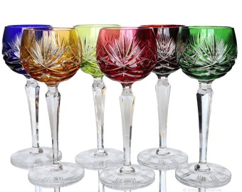 Coffret De 6 Verres à Vin En Cristal Colorés - Multicolore - Occasion