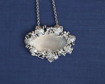 Etichetta per decanter SHERRY in argento sterling