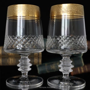 2x Crystal COGNAC Glasses with Gold Rim - THERESIENTHAL