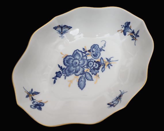 MEISSEN Small Porcelain Serving Dish, Hand-painted Aquatinta