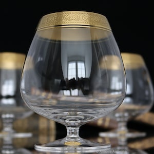 Large COGNAC Glasses with Gold Rim - THERESIENTHAL | Set of 6