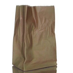 Grande vaso in ceramica con design a sacchetto di carta, marrone 19,5 cm - ROSENTHAL - Collezione Do Not Litter