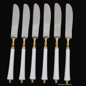 6x HANSEAT Fruit Knives with Porcelain Handles