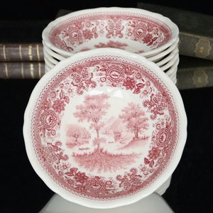 1x Small Bowl - Red and White Porcelain, VILLEROY & BOCH - Burgenland Pattern