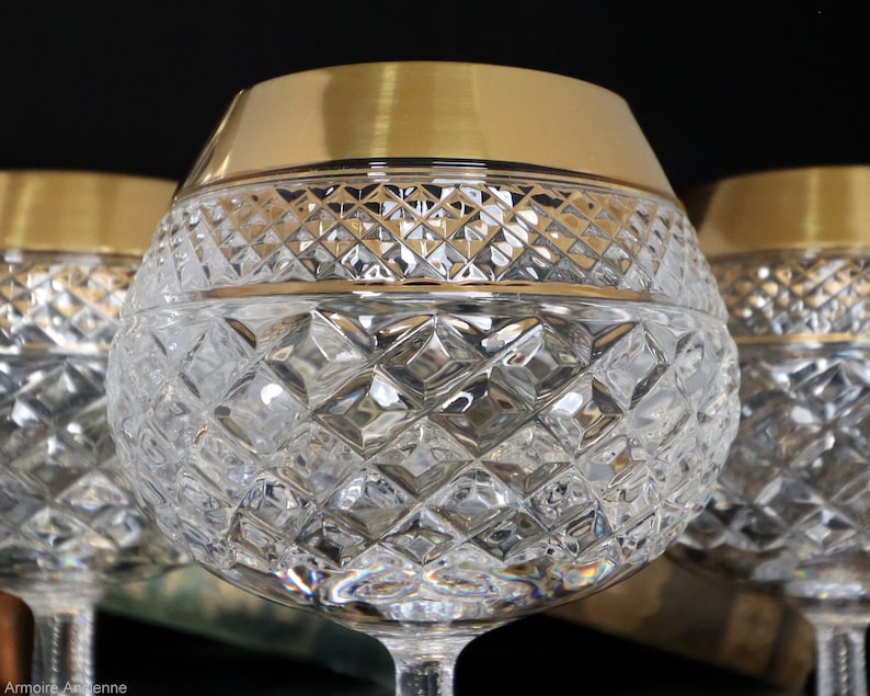 2x Crystal COGNAC Glasses With 24K Gold Rim Brandy Snifters Etsy