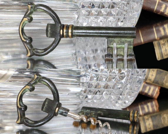 Bronze Wine Opener in Skeleton Key Design Corkscrew Cap Lifter 
