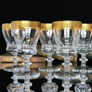 Crystal APERITIF Glasses with Gold Rim, THERESIENTHAL