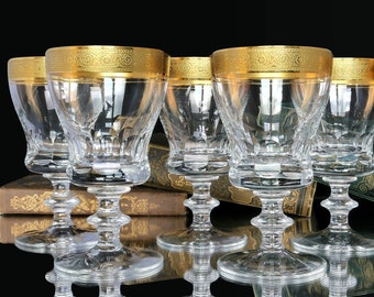 Kristall APERITIF Gläser mit Goldrand, THERESIENTHAL
