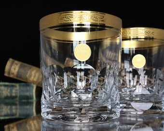 2x Crystal Whiskey Glasses with 24K Gold Rim - THERESIENTHAL