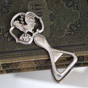 Silver-Plated Bottle Opener with Rooster Decor