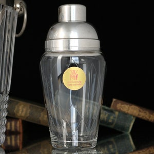 Cut Crystal COCKTAIL SHAKER with Silver Plated Mounting, WMF