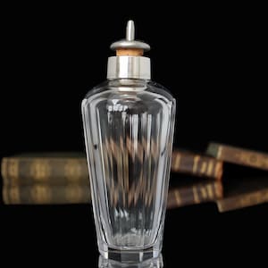 Crystal Bitters-Flasche mit versilberter Halterung und Edelstahl-Dasher-Top