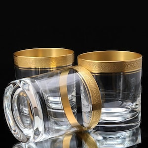 Crystal WHISKEY Glasses with Gold Rim - THERESIENTHAL Concord | Set of 2