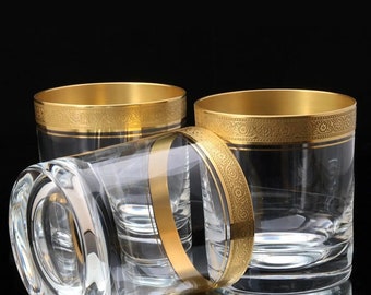 Crystal WHISKEY Glasses with Gold Rim - THERESIENTHAL Concord | Set of 2