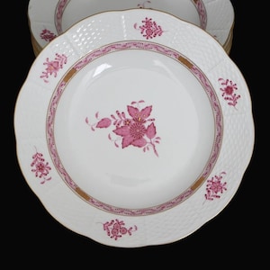 1x Deep Soup Plate Ø 24,5 cm - HEREND Apponyi Raspberry 503/AP