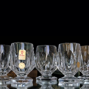 6x Crystal SHOT Glasses, Heavy, Cut Decor