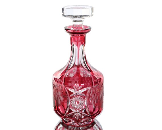 Crystal DECANTER With Cranberry Overlay - NACHTMANN Traube - Etsy
