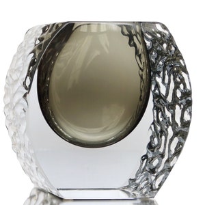 LARGE Murano Glass Vase  - Grey Mandruzzato Sommerso Glass Vessel